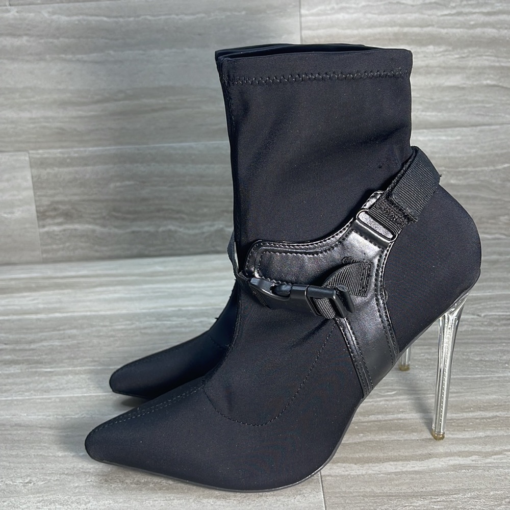 London Rebel Stiletto Harness Buckle Ankle Booties EU 39 US 8 - Picture 4 of 10